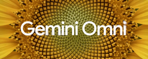 Primer plano detallado del centro de un girasol con el texto superpuesto Gemini Omni en tipografía blanca, utilizado como elemento visual para el blog de Nona Marketing Digital.